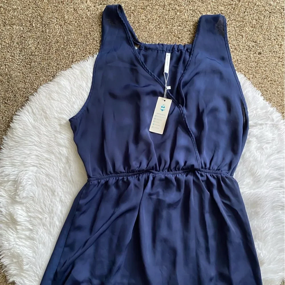 Beachsissi Tank Swimsuit Coverup Dress Blue Sheer Lightweight New Womens Size XL